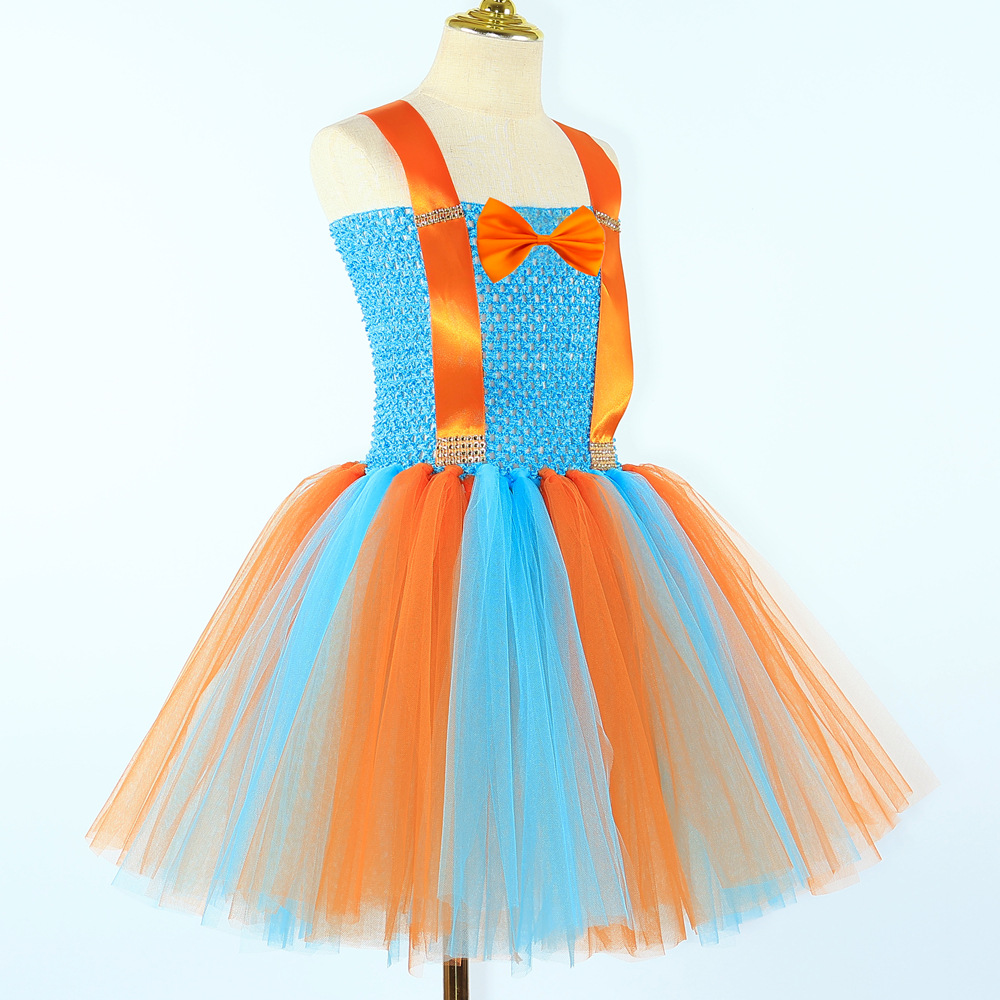 Kid's Clothing children's enlightenment program Blippi costume Halloween cosplay girl dress_voghion.com