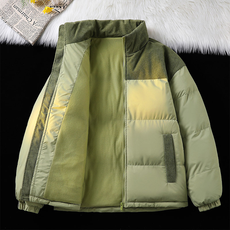 Padded Clothes Men's And Women's Corduroy Padded Clothes Thickened Padded Jackets Loose Stand-up Collar Couple Jackets_viptrois.com