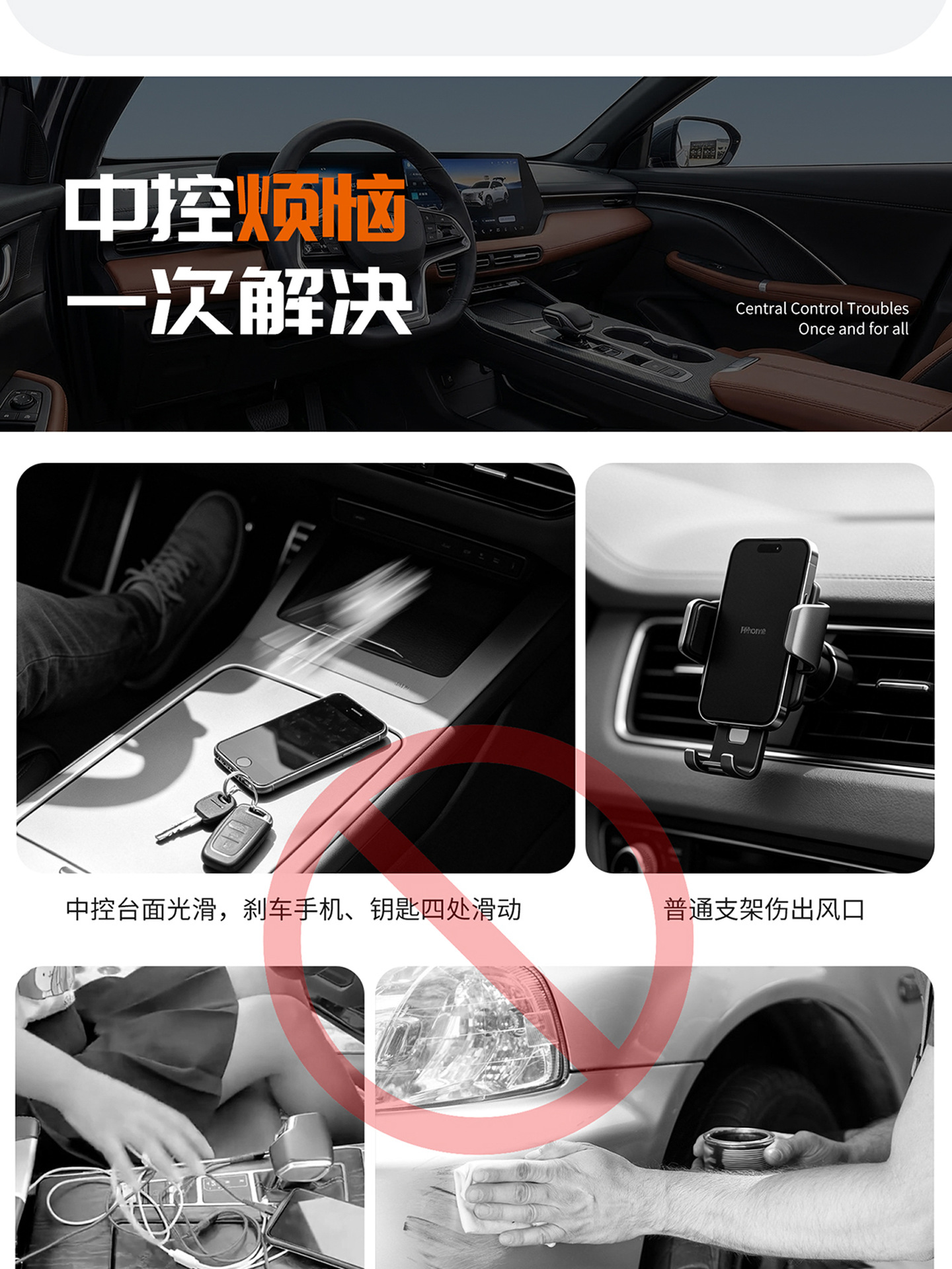 Car anti-slip mat, car navigation phone holder, anti-slip and high-temperature resistant, multifunctional dashboard storage mat