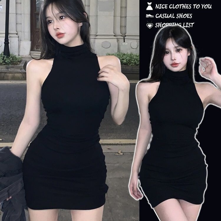 Pure Desire Spice Girl Style High Collar Sleeveless Dress Women's Sexy High-end Sense Tight Waist Slimming Elegant Base Hip Skirt Pure Desire Spice Girl Style High Collar Sleeveless Dress Women's Sexy High-end Sense Tight Waist Slimming Elegant Base Hip Skirt