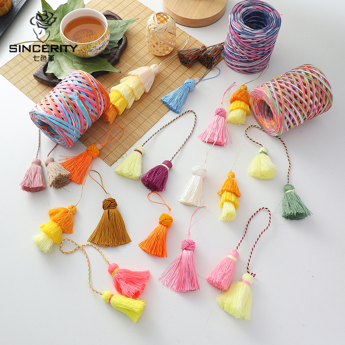 Nuevo estilo chino de doble colgante de bordas decoración caja de regalo embalaje de regalo DIY material de flor