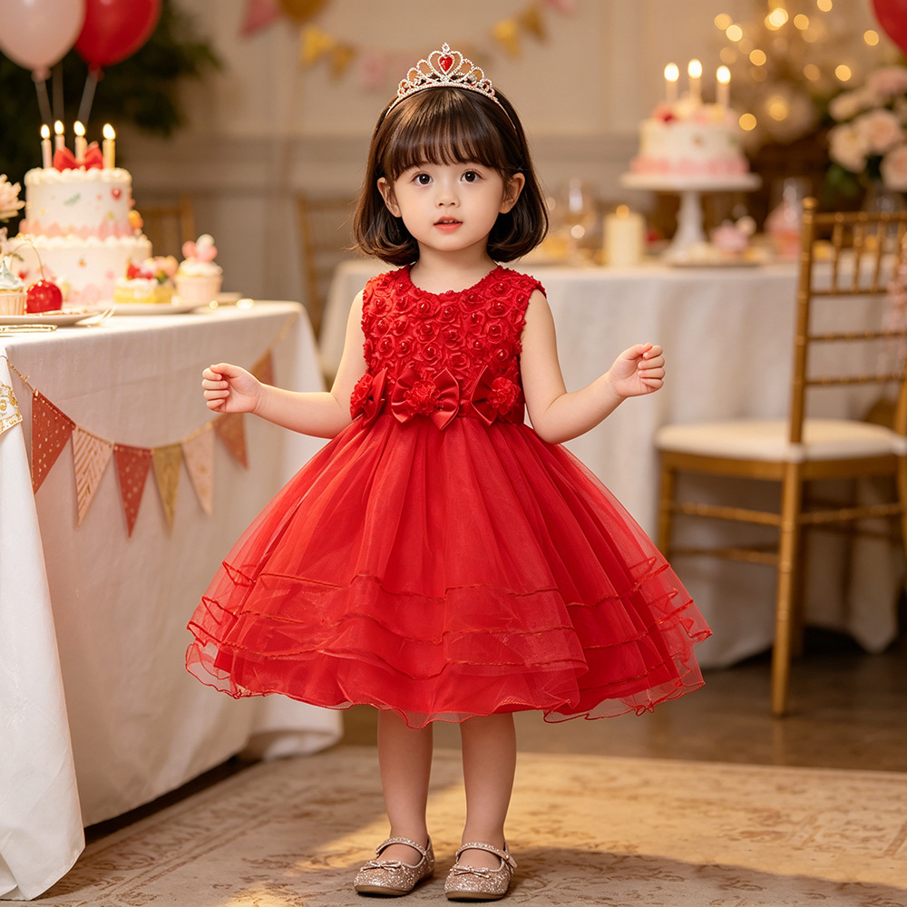 European and American Foreign Trade Children's skirt summer temperament girls wedding flower girl dress Princess dress children's clothing a generation of hair