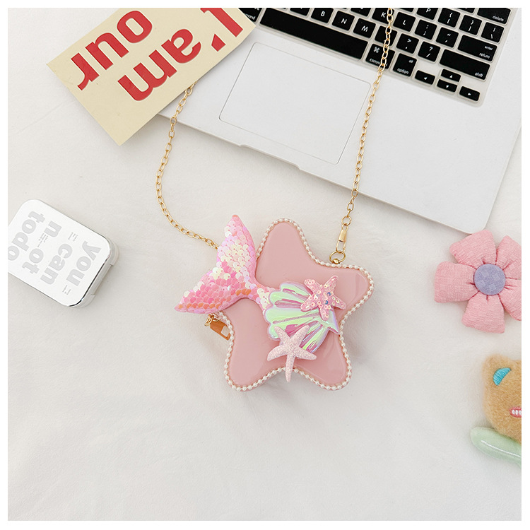 120g Weight Zipper Closure Type Single Shoulder Strap Strap Type Crossbody Bag Bags Type Casual, Holiday Occasion PVC Material Mermaid, Bow Knot Pattern All Seasons Season Kid'S Gender Cute Style Pentagram Shape Kid'S PVC Mermaid Bow Knot Cute Pentagram Zipper Crossbody Bag 31