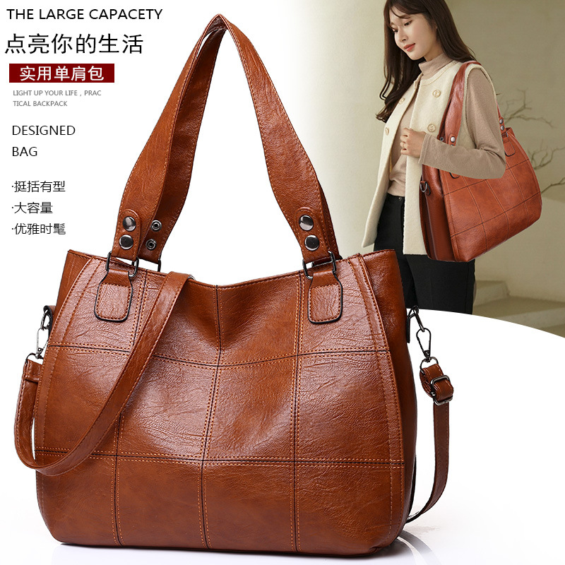 2022秋冬季新款大容量中年女包韩版单肩斜包挎包都市简约手提包包