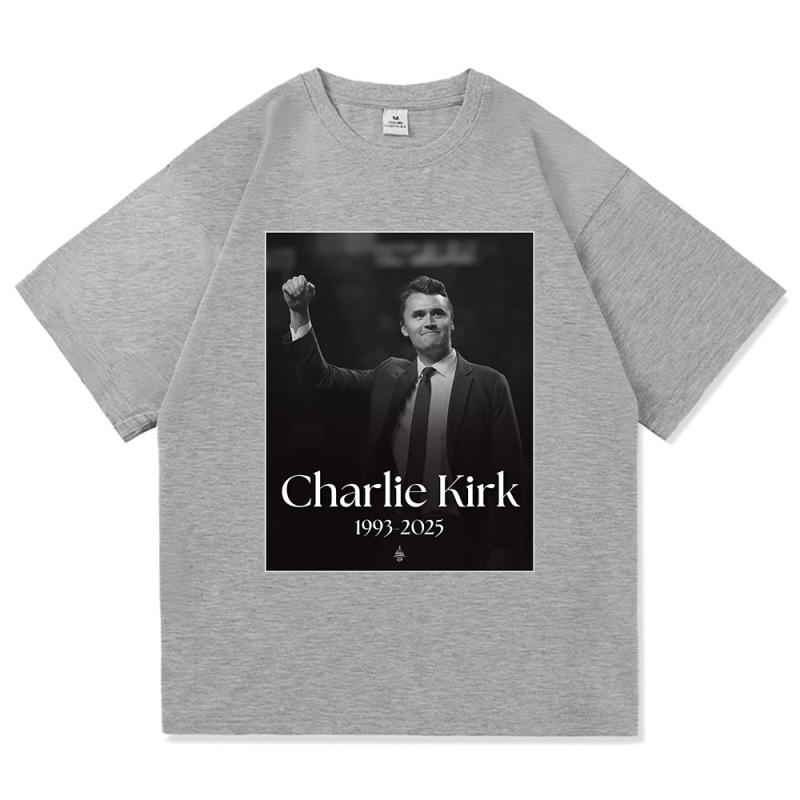 2025外贸新款Charlie Kirk自由T恤时尚男/女原宿美学字母印花T恤|undefined