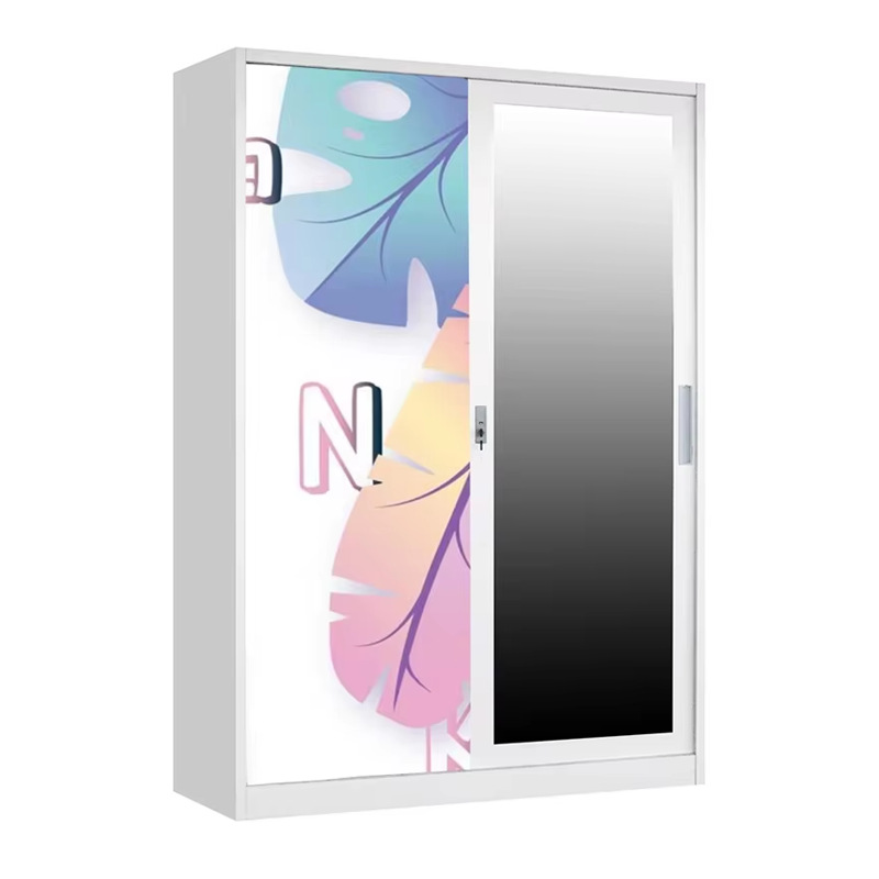 Amazon Hot Sale Printing Cabinet Acero desmontaje armario de dormitorio puerta deslizante armario de almacenamiento doméstico vestuario infantil image 6