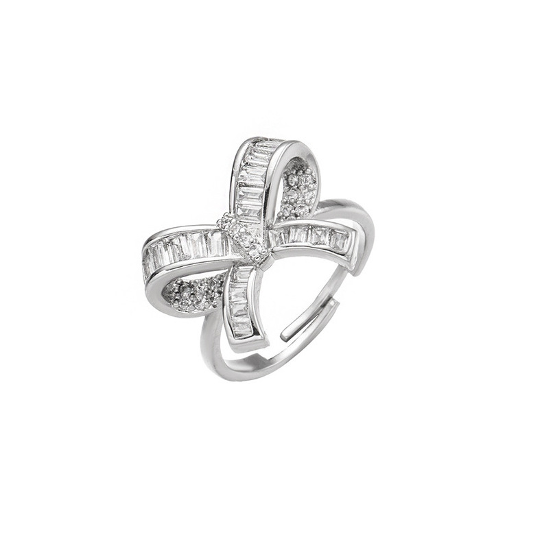 Simple Style Geometric Copper Inlay Zircon Open Ring 1 Piece