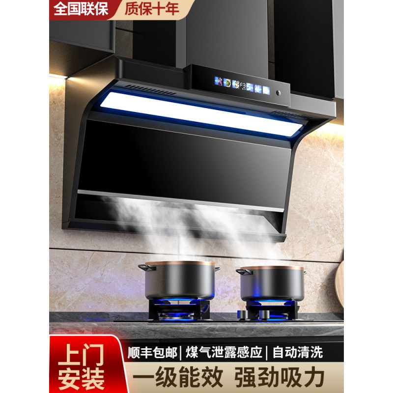 Oil-Absorbing Range Hood for Rental Apartments, Household Kitchen Range Hood with Dual Suction, Large Suction Power