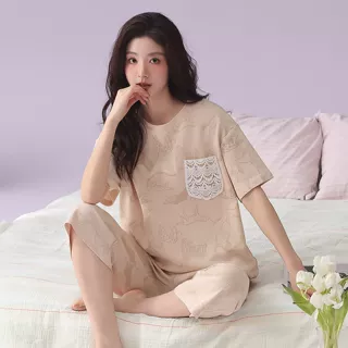 【莱卡棉】2026年夏季新款睡衣女士短袖七分裤甜美休闲家居服套装