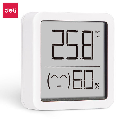 Deli electronic thermometer and hygrometer bedroom simple silent thermometer digital children's room summer air-conditioned room temperature