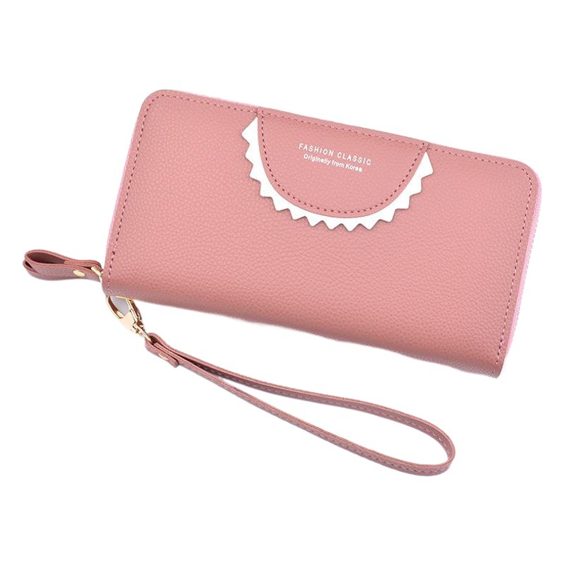 New Double Zipper Wallet Women's Long Clutch Wallet Mother's Double-Layer Large Capacity Lychee Pattern Change Mobile Phone Bag