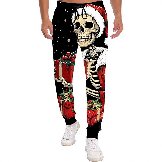 Christmas Print Casual Pants Men's European and American Cross-Border New Pod Support Custom Logo Sports Joggers