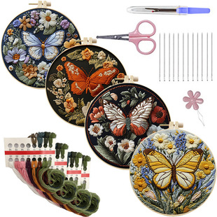Original-cross-border new embroidery diy butterfly handmade fabric material bag kit creative handmade needlework English practice