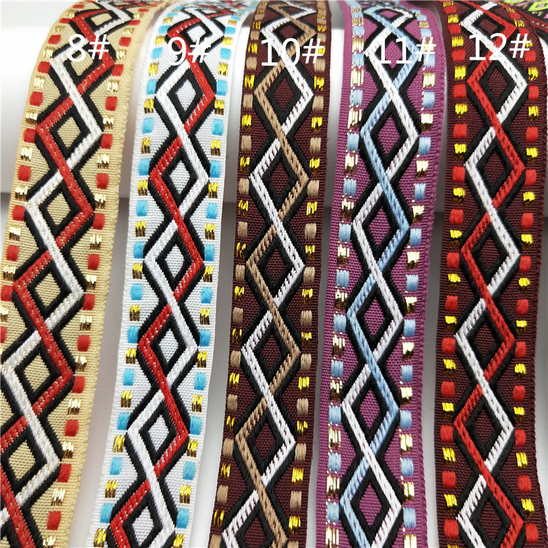 Nuevo 2cm oro de seda en forma de diamante cinta jacquard colorido cuadrado hecho a mano accesorios decorativos bordado ropa cinturón decorativo