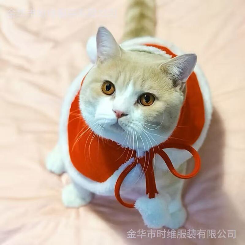 跨境圣诞节宠物服装圣诞猫咪小狗短毛线帽子圣诞cos服小红帽装饰|undefined