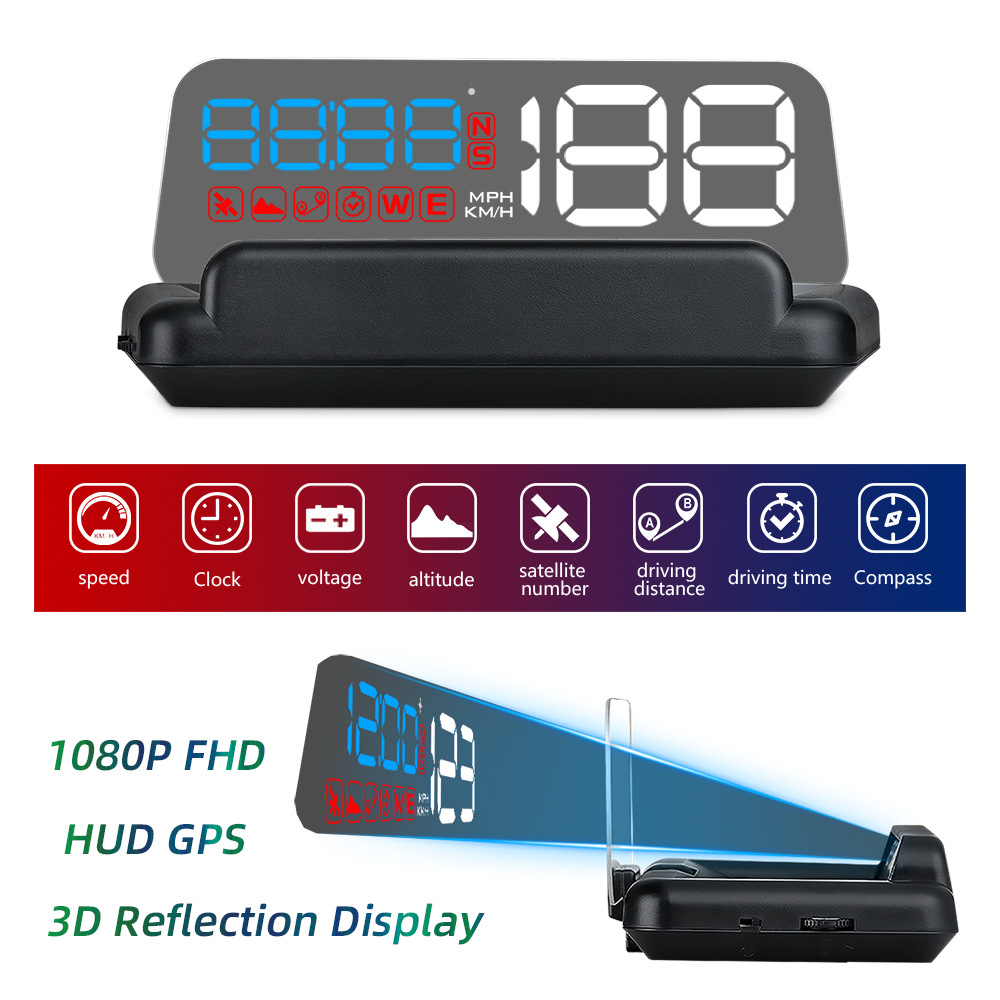 Hud Head-Up Display High-Definition Gps Speedometer Projection Car-Mounted Hud Speedometer Kmh/Mph Cross-Border Exclusive Supply