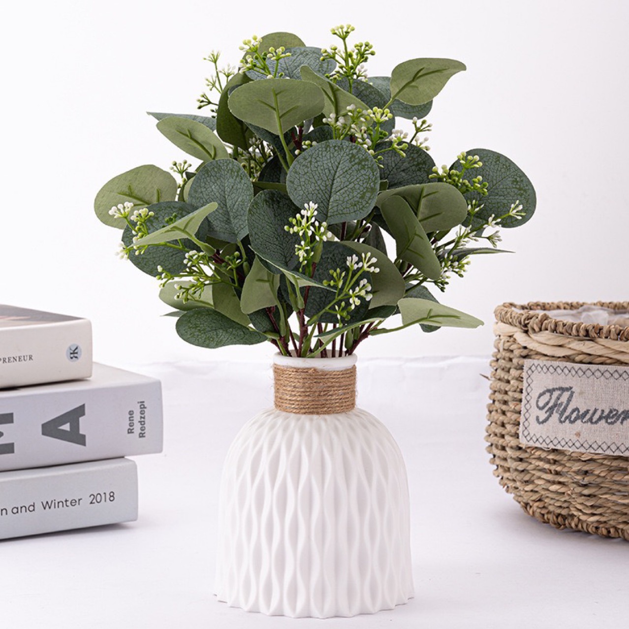 Cross-Border Hot-Selling Artificial Eucalyptus Leaves, Eucalyptus Money Leaves, Green Plants, Bouquets, Wedding Decoration Green Plants