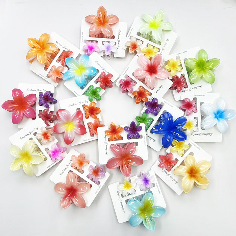 140g Weight Sweet Women's Plumeria Plastic Resin Hair Claws