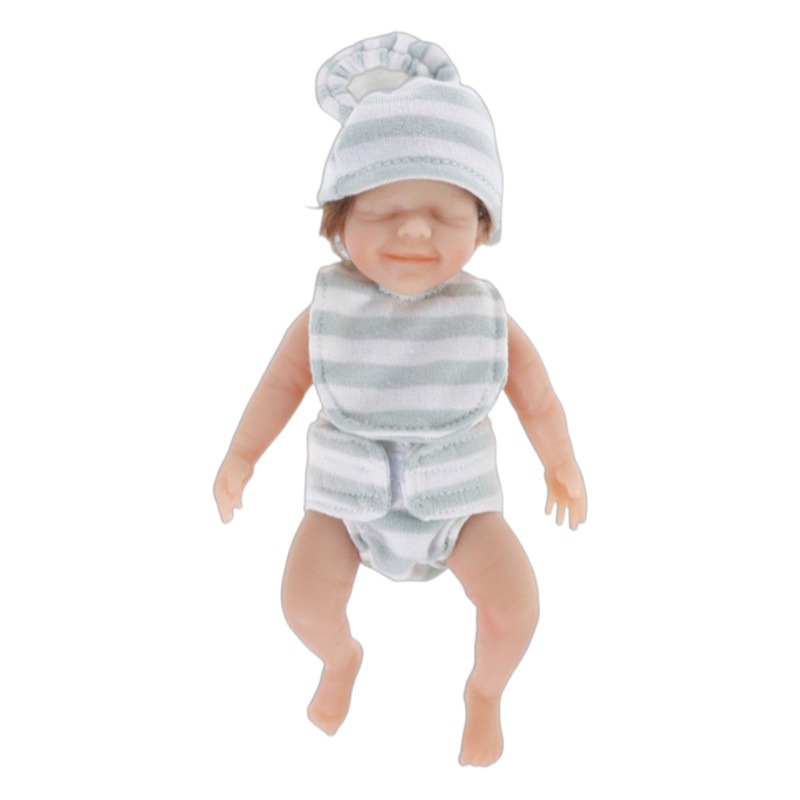 6 pulgadas renacer muñeca en miniatura niña Pelo Rizado cara sonriente lavable suave simulación bebé niño muñeca acompañante