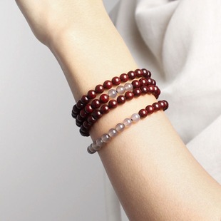 Small Leaf Red Sandalwood 108 6mm Bracelet for Women Original Gray Beads Retro Literary Sandalwood Wooden Beads Bracelet for Men
