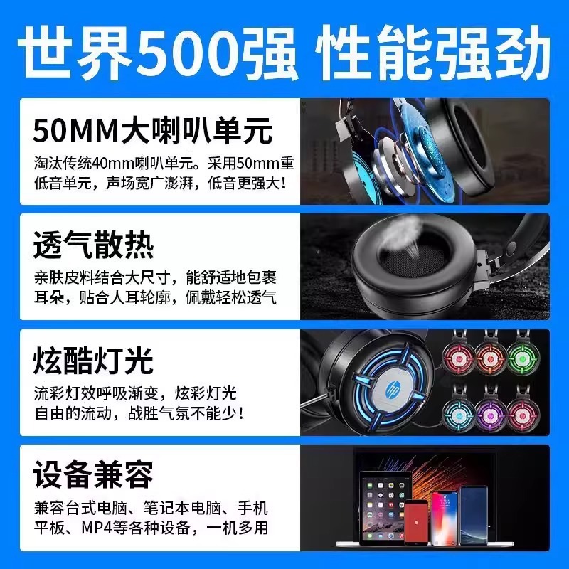 新品 H120 ヘッドセット型コンピューターヘッドホン、有線、マイク付き、USB接続、デスクトップゲーミング用