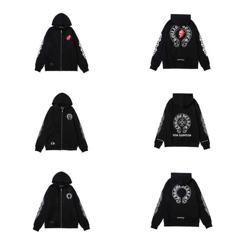26Ss High-Quality Export Correct Version Ch Sanskrit Horseshoe Cross Zipper Cardigan Sweatshirt Wholesale