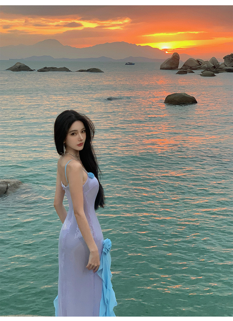 Robe de soirée à paillettes élégante pour soirées en bord de mer_voghion.com
