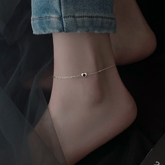 Black Heart Studded Ankle Chain for Women - 2023 New Trendy and Sophisticated Niche Design Ankle Bracelet - Sexy and Personality Foot Jewelry for Summer