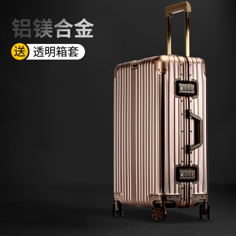 Caja de contraseña de aleación de aluminio y magnesio para mujer, maleta con ruedas universales para hombre, maleta de 20 pulgadas, maleta, caja de aluminio