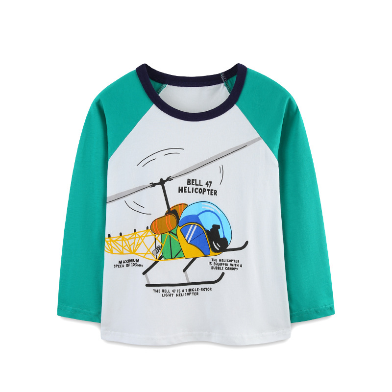 Camiseta de manga larga para niños de moda de estilo europeo y americano otoño nuevo suéter de manga larga a juego de color estampado de dibujos animados cuello redondo T de manga larga image 7