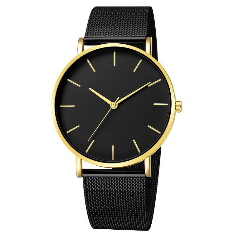 Enkel quartz klocka för män med mesh armband stilren design_voghion.com