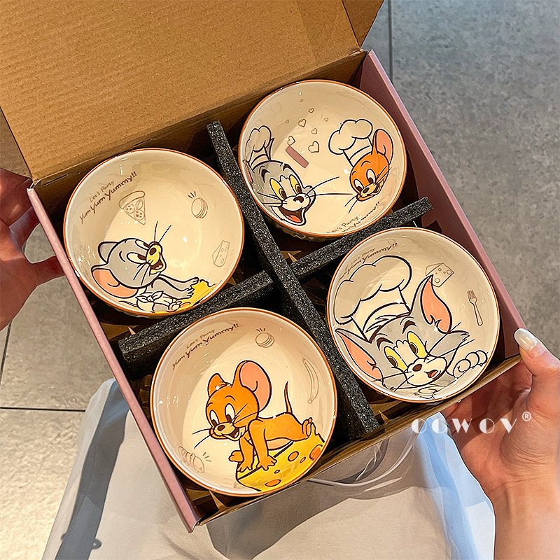 トムとジェリーのライスボウル家庭用子供のかわいい漫画セラミック食器セット新築祝いのお土産誕生日ギフト|undefined