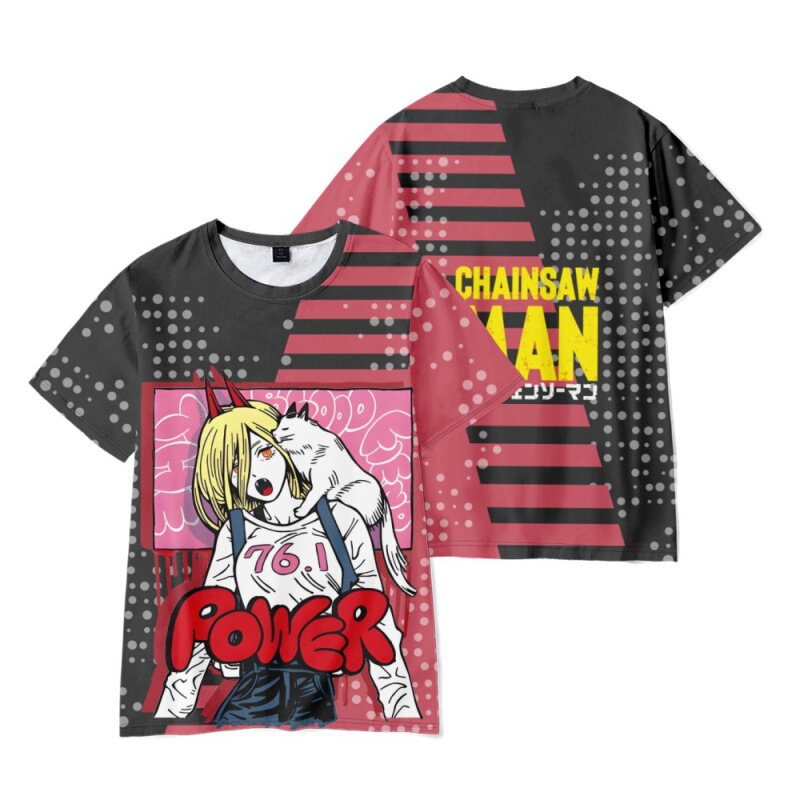 Pod/Jit/Electric Saw Man Peripheral T-Shirt Anime Trendy Loose-Fitting Men's Two-Dimensional Makima Power Cosplay Clothing