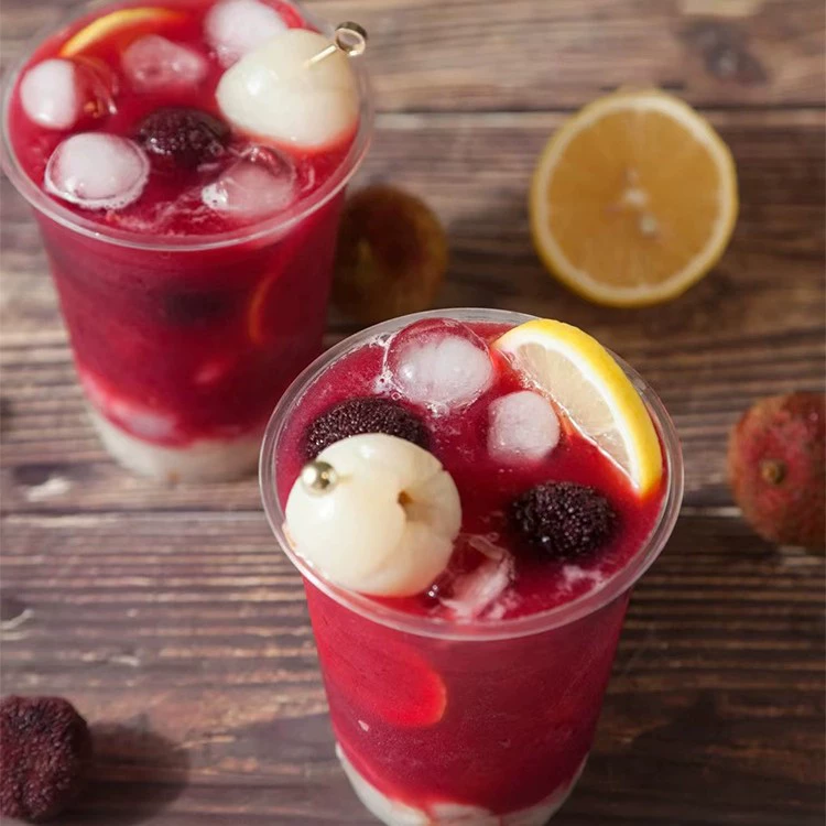 杨梅荔枝饮杯子暴打手打柠檬茶杯菠萝冰杯一次性酸梅汤杨梅汁商用