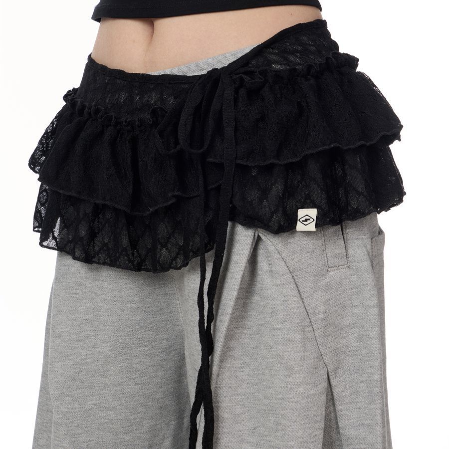 2025 New Heavy-Duty Lace Ruffled Short Apron Skirt with Decorative Trim