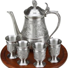 纯锡酒具高档锡制酒壶酒杯酒具5件套高端礼品锡制品 锡器 温酒壶
