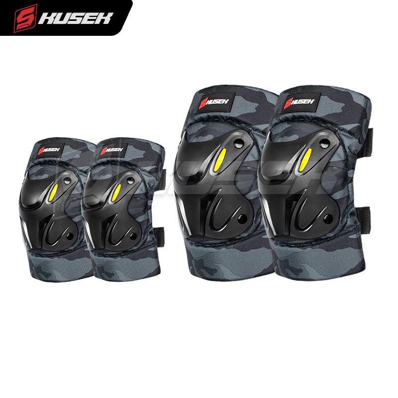 Coche eléctrico motocicleta rodilleras coderas montar cuatro estaciones a prueba de viento anti-caída anti-colisión caballero polainas montar motocicleta equipo de protección