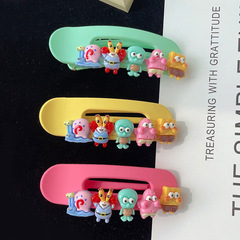 新款可愛海綿寶寶螃蟹髮夾兒童網紅盤髮夾少女心劉海夾側邊發卡萌