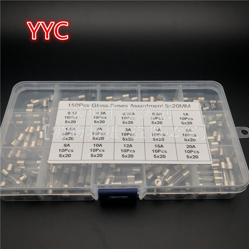 150 boxed 5x20mm glass fuse 0.1 A- 20A safety tube set box 15 specifications