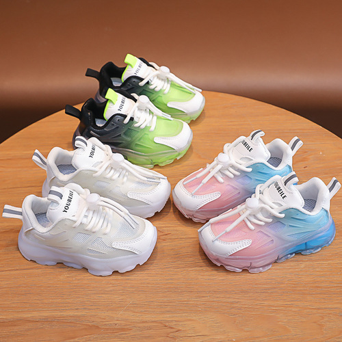 Children's sports shoes for girls spring and autumn breathable jelly shoes gradient color running shoes boys student shoes luminous casual