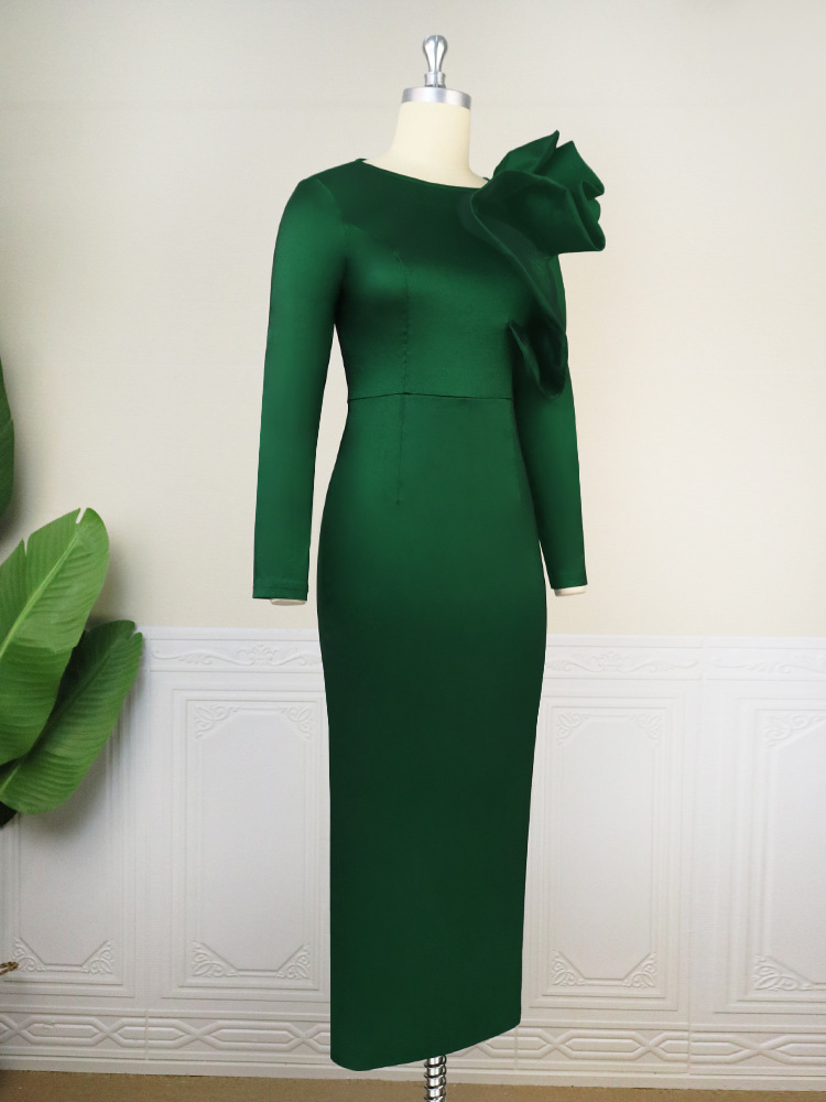 Δημιουργικό σχέδιο γυναικείων ενδυμάτων τρισδιάστατη φούστα λωτού με ένα βήμα συν μέγεθος μεγάλο συμπόσιο μικρό φόρεμα_voghion.com