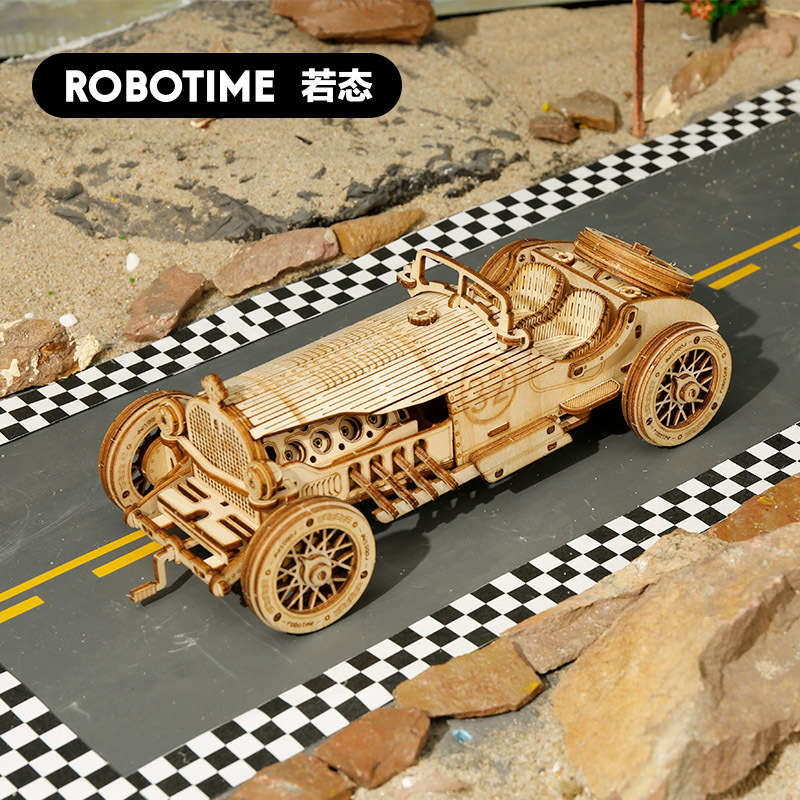 Ruodiruo Passenger Locomotive Wheel of the Century DIY handmade wooden assembled toy car model puzzle gift