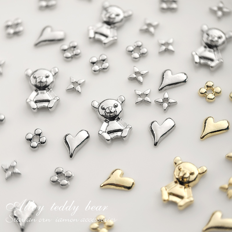 Nail beauty love Bear Alloy Diamond yangshulin nail mixed 50 piezas Luz de lujo estrella que preserva el color Awn cuatro esquinas accesorios de diamantes