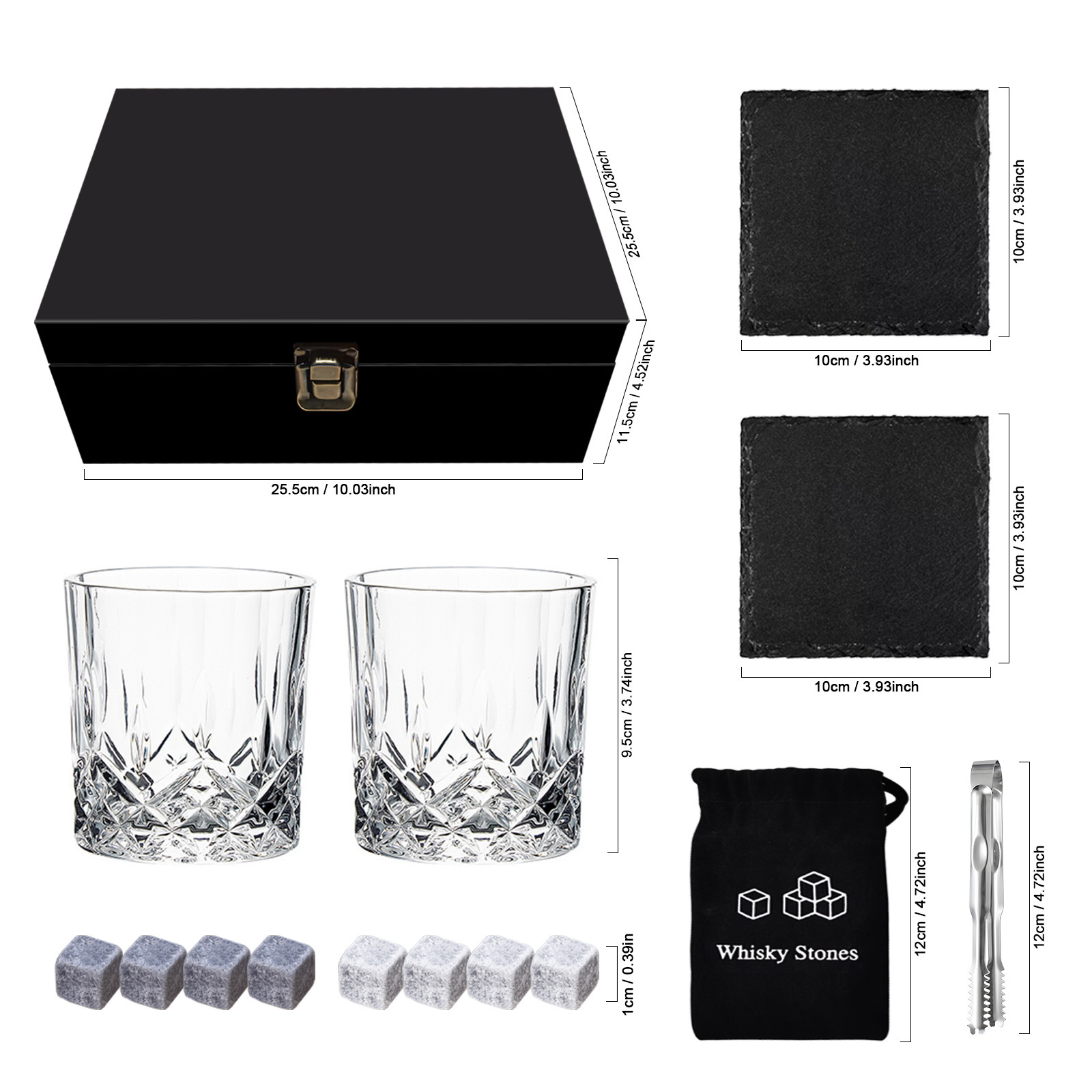 Caja de madera de cristal de whisky de vino de hielo transfronterizo caja de regalo de piedra de hielo de alto grado