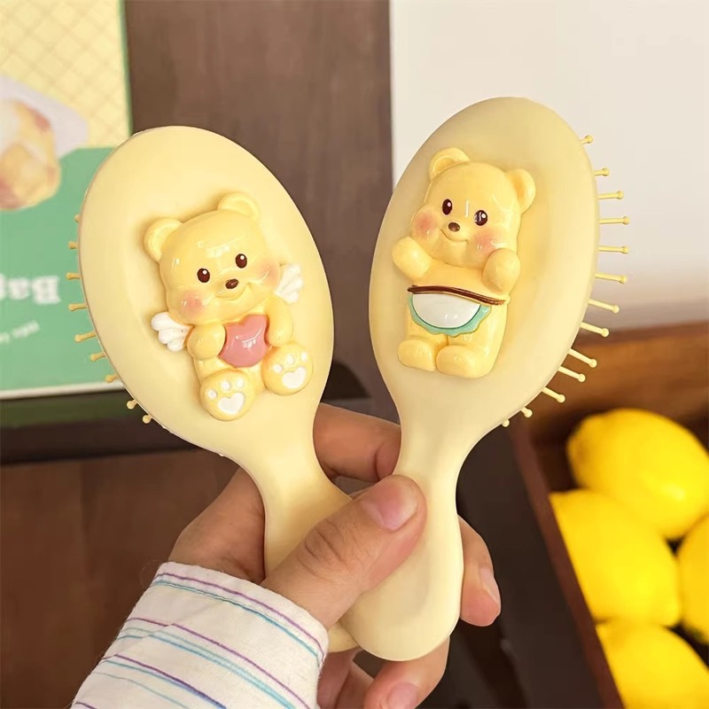 卡通可爱小熊气囊梳子随身便携气垫梳镜梳二合一按摩梳迷你小梳子|undefined