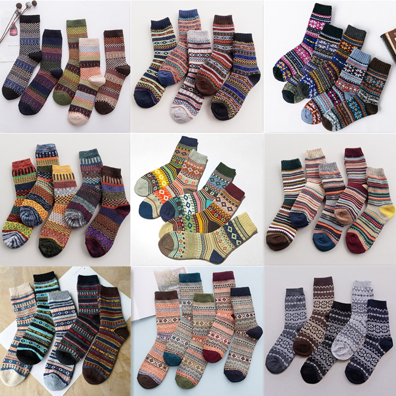 Amazon Cross-Border Foreign Trade Socks Men's Mid-Calf Socks Thick Line Ethnic Style Thickened Warm Socks Wool Socks Aliexpress