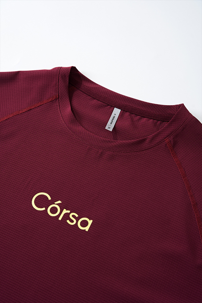T-shirt de sport contrasté à séchage rapide, collection été 2026, respirant, léger et fin, idéal pour la course à pied en extérieur. Manches courtes._voghion.com