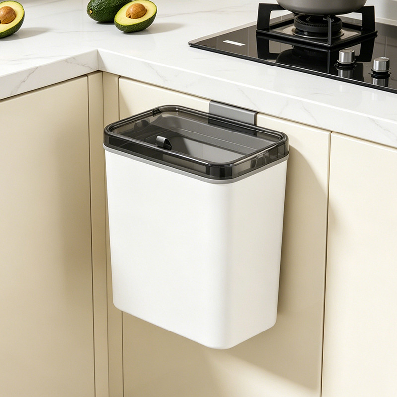 Factory-Made Light Luxury Trash Can with Lid, No-Drill Installation, for Kitchen, Home, Bathroom, Simple Storage, Available in Large and Small Sizes Factory-Made Light Luxury Trash Can with Lid, No-Drill Installation, for Kitchen, Home, Bathroom, Simple Storage, Available in Large and Small Sizes