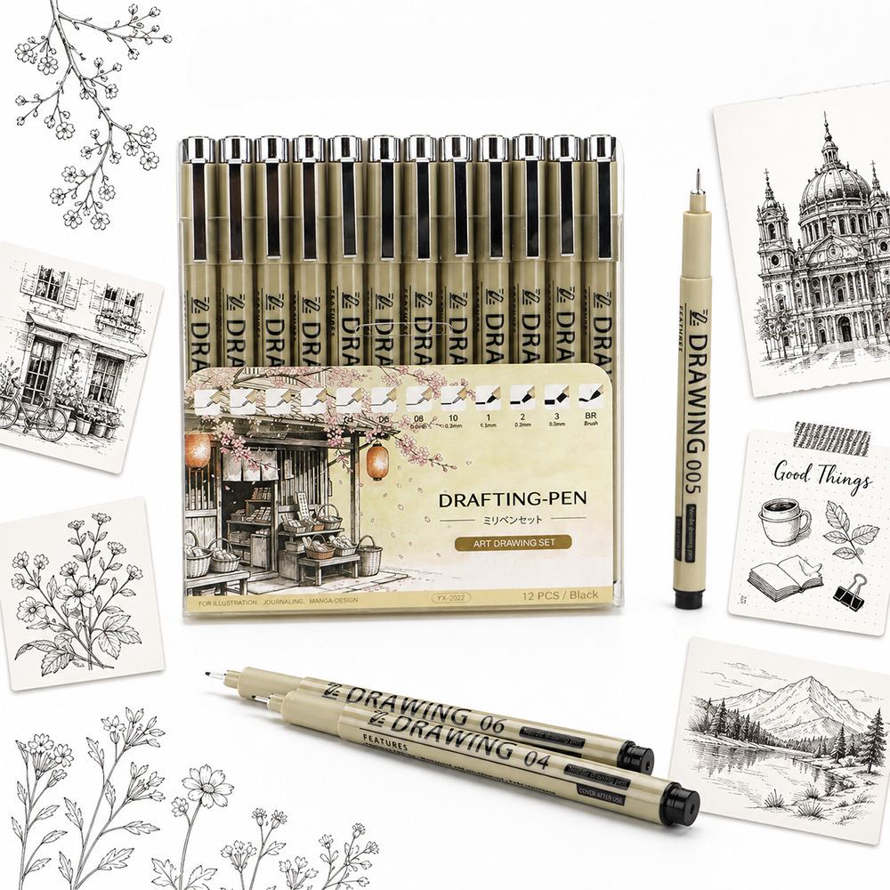 Cross-border best-selling drawing needle pen set for students, comic design, waterproof, quick-drying, hand-drawing pen set