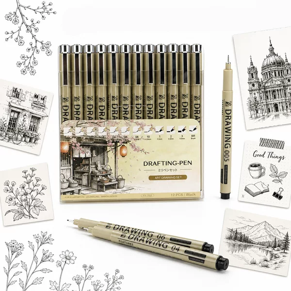 Cross-border best-selling drawing needle pen set for students, comic design, waterproof, quick-drying, hand-drawing pen set